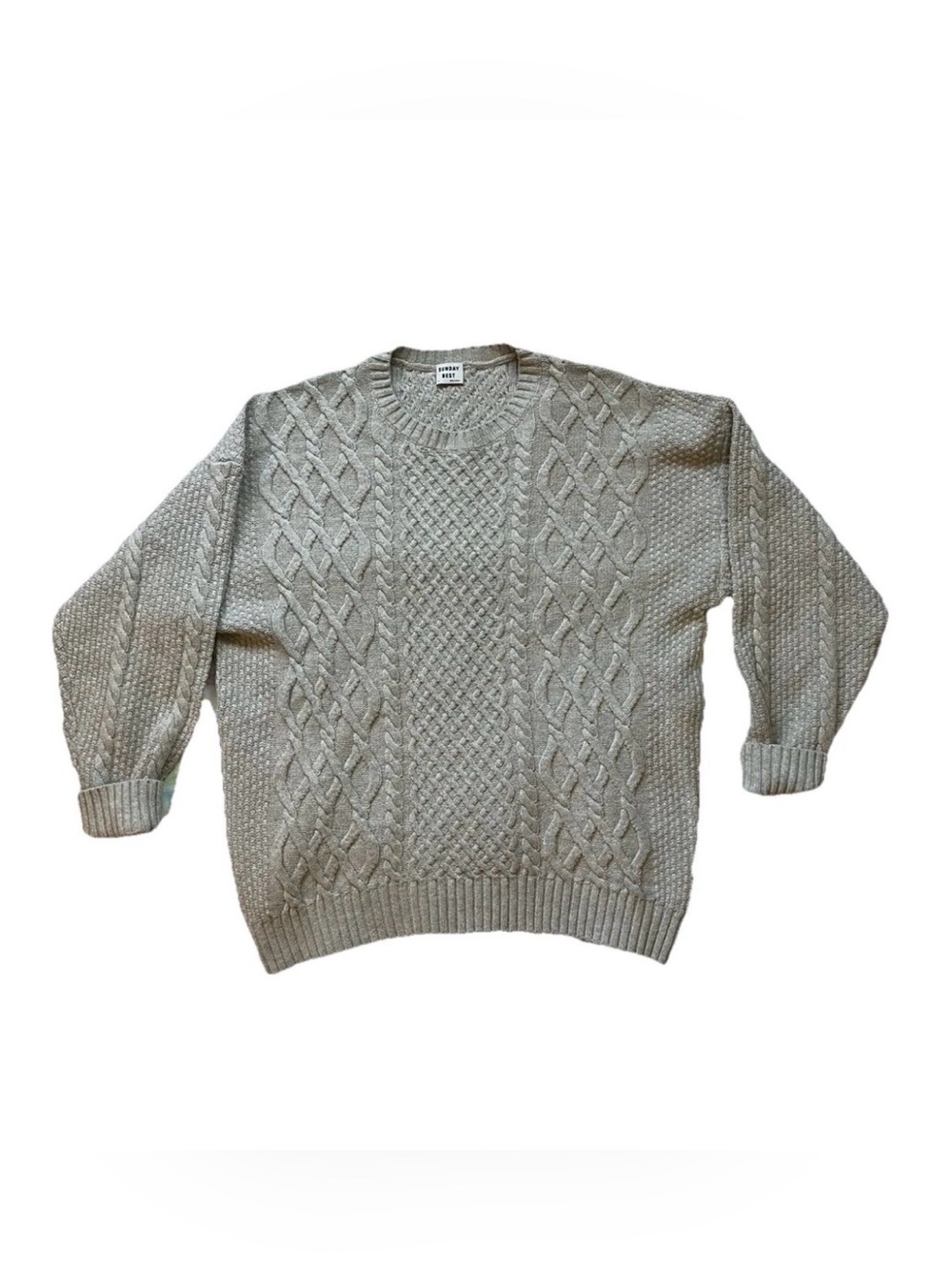Aritzia Sunday Best Women’s Medium Peggy Sweater Cable Knit Wool Blend Grey